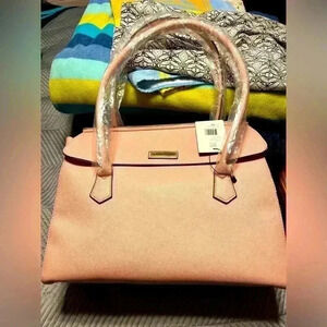 NWT London Fog 100th Anniversary Tote Pink Caviar Emboss w wristlet also NWT